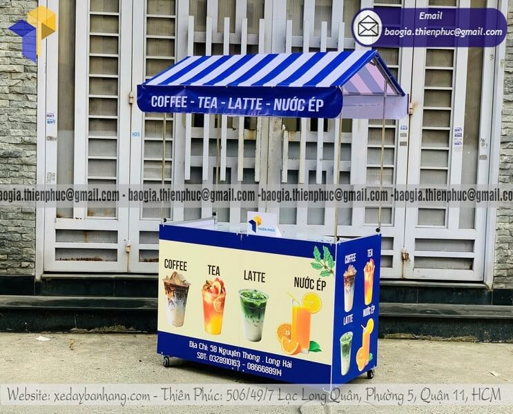 Báo giá quầy bán nước ép dạo lắp ráp lưu động có bánh xe gia công khung sắt cho người bán nhỏ