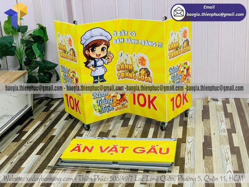 Báo giá quầy đẩy bán đồ ăn vặt đường phố xếp gọn lợi nhuận hồi vốn tối ưu