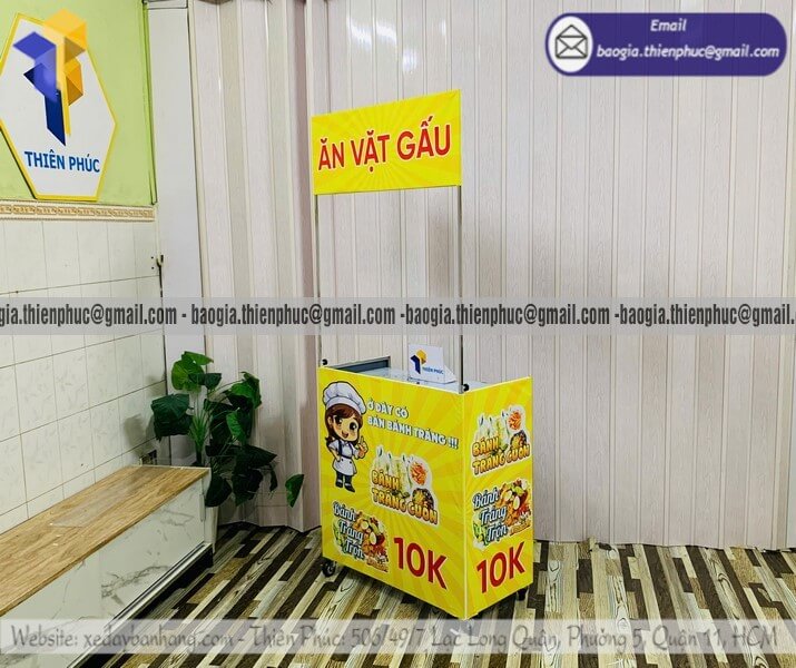 Báo giá quầy đẩy bán đồ ăn vặt đường phố xếp gọn bán trà sữa bánh tráng trộn giá rẻ