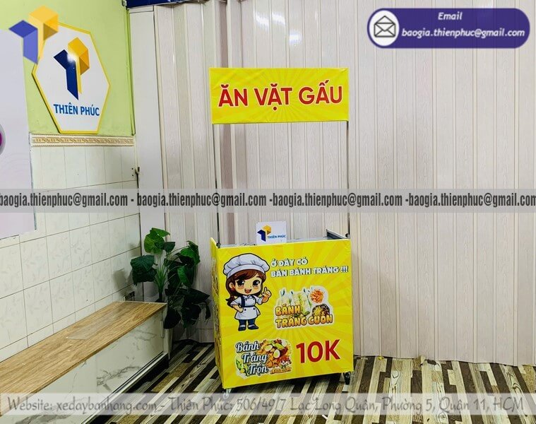 Báo giá quầy đẩy bán đồ ăn vặt đường phố xếp gọn