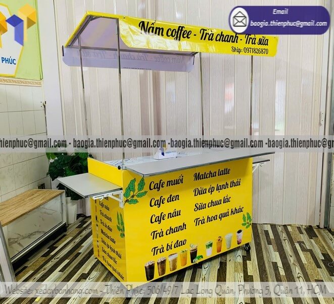 Đặt kệ đẩy bán trà chanh di động gấp xếp ngoài trời cá nhân kinh doanh vỉa hè