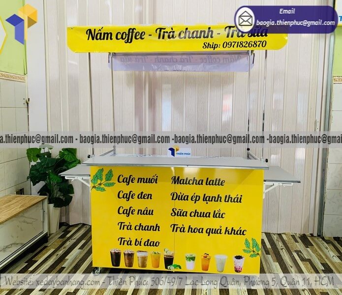 Đặt kệ đẩy bán trà chanh di động gấp xếp ngoài trời giá 700k đến 2000k cá nhân và hộ kinh doanh