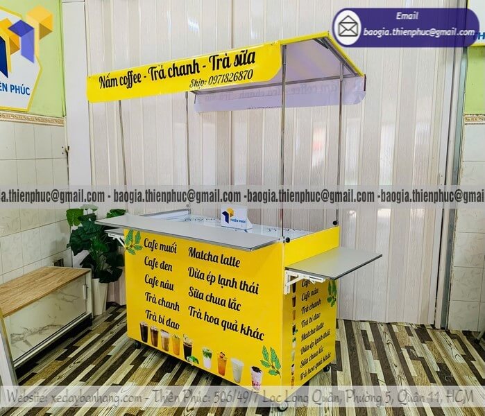 Đặt kệ đẩy bán trà chanh di động gấp xếp sản xuất gia công chất lượng cao