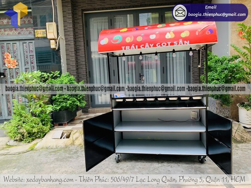 Đặt làm xe sắt đẩy bán trái cây cao cấp tại siêu thị cửa hàng nhập khẩu giá tốt