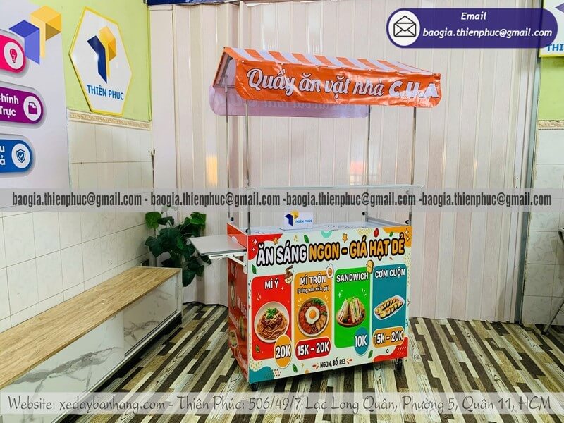 Đặt mua quầy ăn vặt trên vỉa hè xếp gọn giá rẻ gia công tại xưởng chất lượng bền đẹp