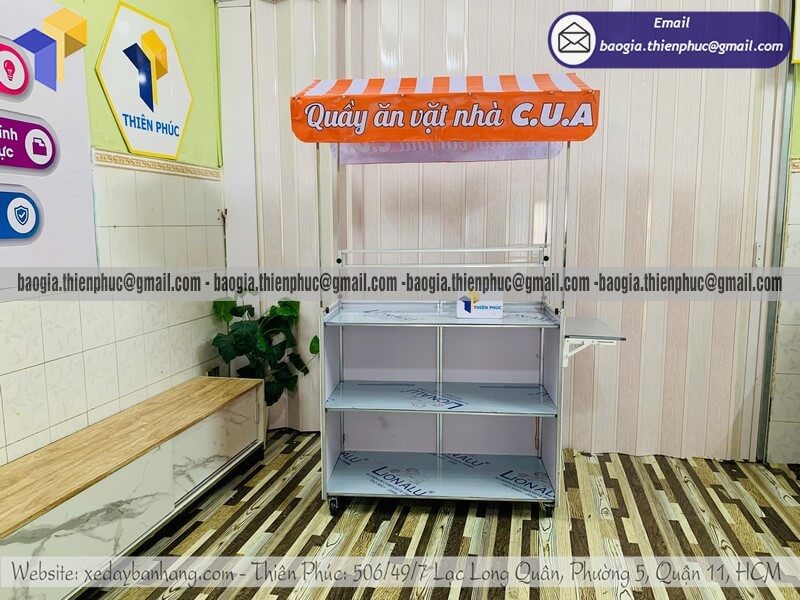 Đặt mua quầy ăn vặt trên vỉa hè xếp gọn giá rẻ lắp ráp di chuyển dễ