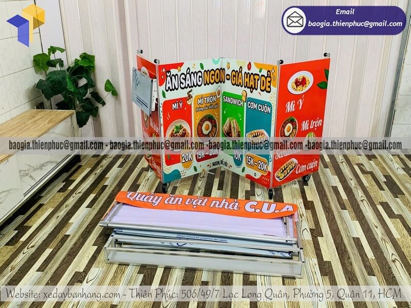 Đặt mua quầy ăn vặt trên vỉa hè xếp gọn giá rẻ gia công xưởng nội địa chất lượng cao