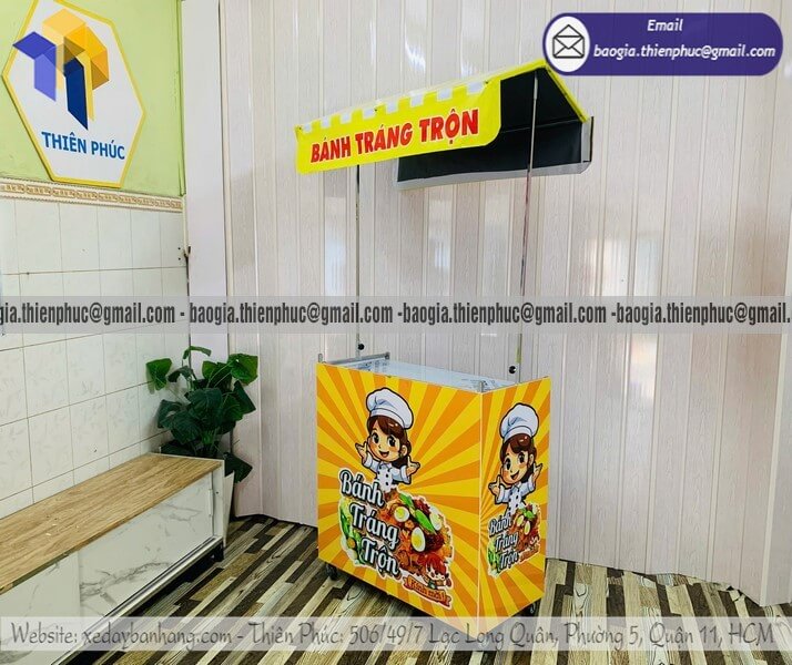 Đặt xe bánh tráng trộn hàng rong gấp gọn rẻ phù hợp học sinh và sinh viên