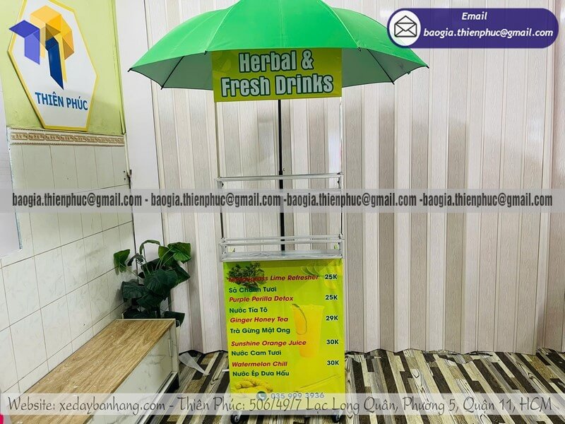 Đặt xe đẩy đồ uống nhỏ hàng rong gấp gọn mang đi Đặt xe đẩy đồ uống nhỏ hàng rong gấp gọn mang đi