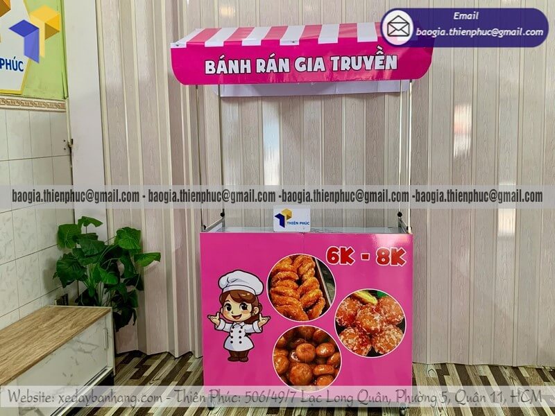 Gia công quầy bán bánh hàng rong gấp gọn mang đi