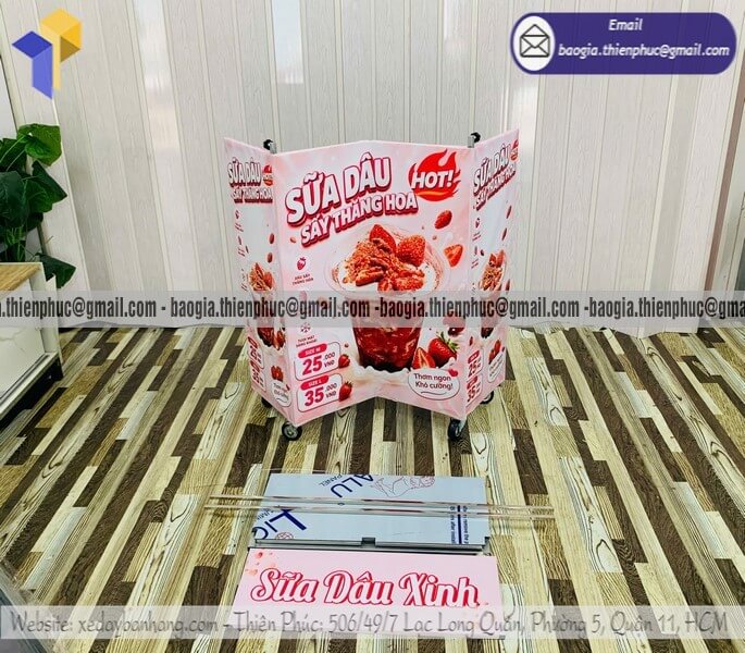 Giá quầy sắt bán nước hàng rong gấp gọn có bánh xe kinh doanh nhỏ lấy lại vốn siêu nhanh