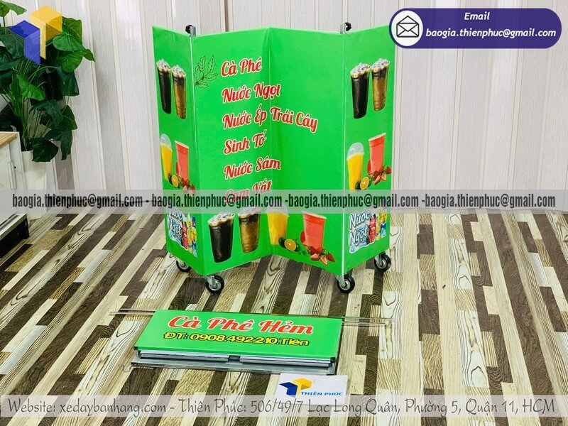 Mẫu quầy bán nước giải khát nhỏ xếp gọn vỉa hè yêu cầu chi tiết báo giá