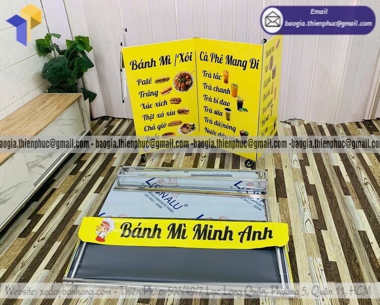 Mẫu xe bán bánh mì hàng rong gấp gọn mới nhất look cực xịn hút khách cực mạnh