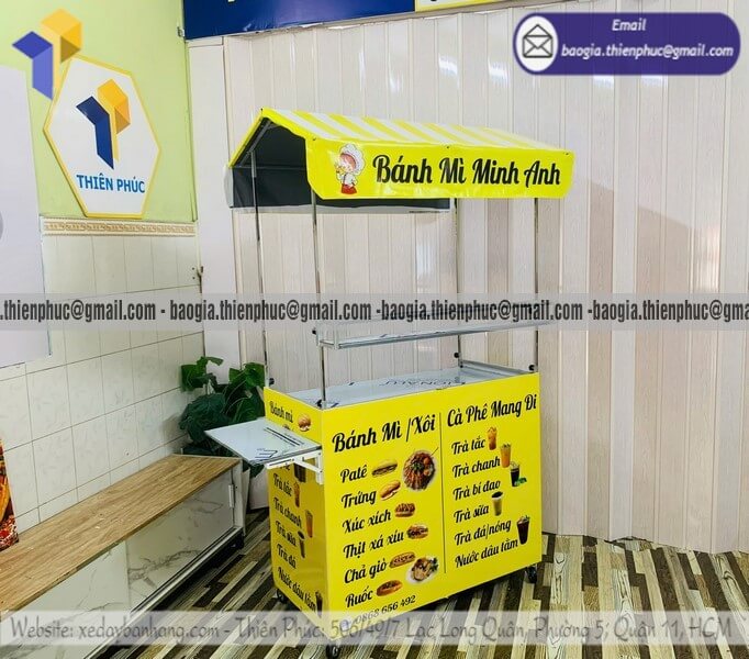 Mẫu xe bán bánh mì hàng rong gấp gọn mới nhất bán phố đi bộ bán là viral liền