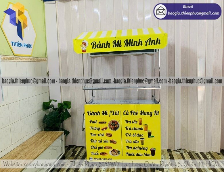 Mẫu xe bán bánh mì hàng rong gấp gọn mới nhất Mẫu xe bán bánh mì hàng rong gấp gọn mới nhất