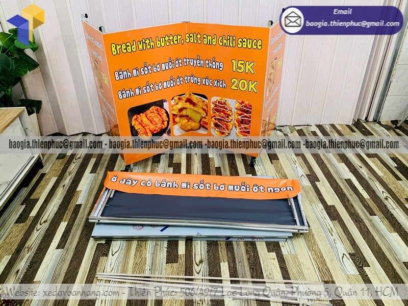 Mẫu xe bán bánh mì hàng rong lưu động lắp ráp đẹp chất lượng cao bền đẹp thực tế