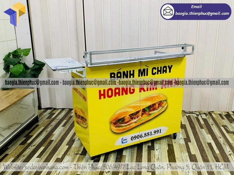 Mẫu xe bán bánh mì hàng rong xếp gọn chính hãng hot trend kinh doanh lề đường