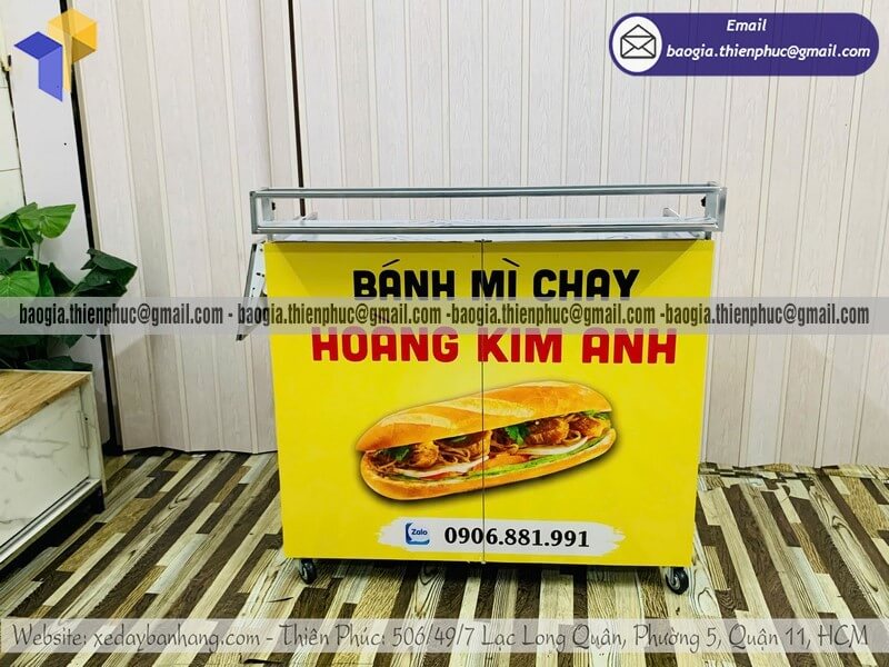 Mẫu xe bán bánh mì hàng rong xếp gọn chính hãng