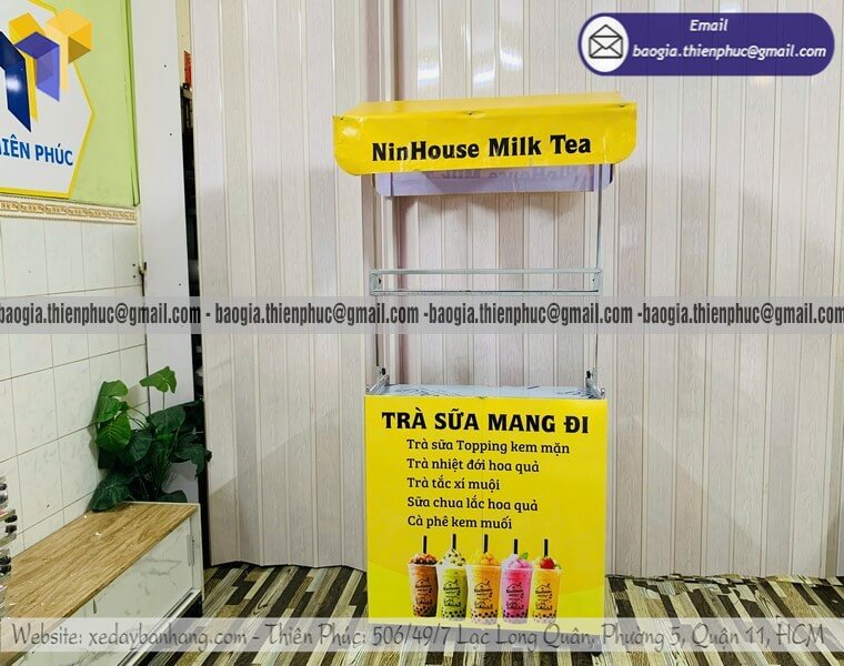 Mua xe bán trà sữa lề đường lắp ráp có mái che