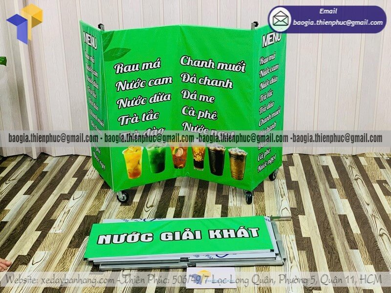 Nhận làm quầy bán nước giải khát mini vỉa hè xếp gọn gia công bán nước uống đóng chai, nước ép