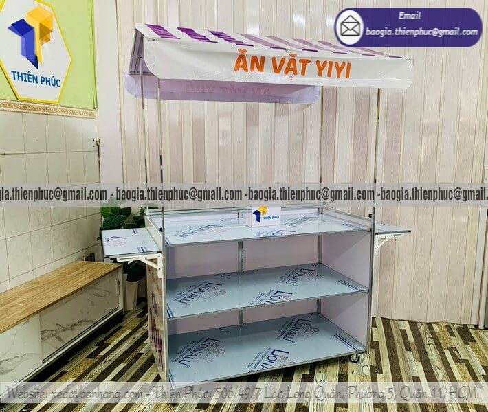 Quầy ăn vặt hàng rong gấp gọn bán ngoài trời xưởng chế tạo theo yêu cầu