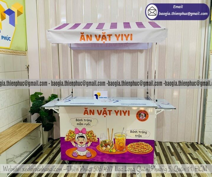 Quầy ăn vặt hàng rong gấp gọn bán ngoài trời