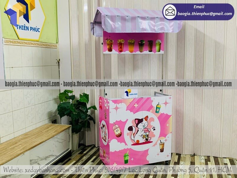 Quầy bán trà sữa trên hè phố gấp gọn có bánh xe theo yêu cầu hỗ trợ kỹ thuật