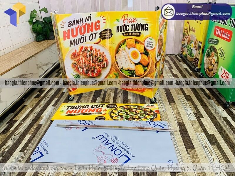 Xe bán bánh mì nướng hàng rong gấp gọn giá rẻ vỉa hè thơm ngon thu hút khách