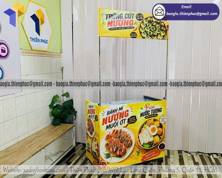 Xe bán bánh mì nướng hàng rong gấp gọn giá rẻ lễ hội đường phố siêu thị cực hot