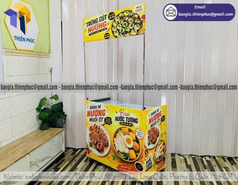 Xe bán bánh mì nướng hàng rong gấp gọn giá rẻ gần trường học kí túc xá hot sale