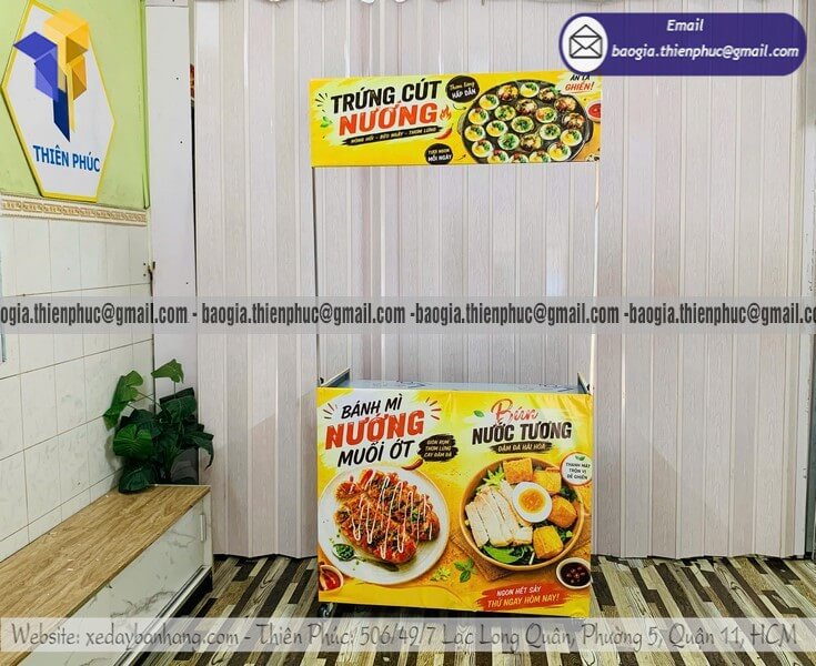 Xe bán bánh mì nướng hàng rong gấp gọn giá rẻ