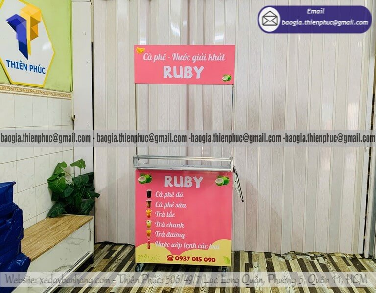 Xe đẩy bán nước giải khát đường phố xếp gọn giá rẻ